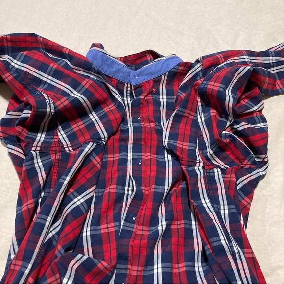 CHAPS Red, White, & Blue Button Down Long Sleeve Shirt | Stretch Easy Care - Picture 12 of 14